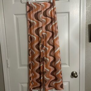 Princess Polly Retro Wave Pants - Pink, Brown, White